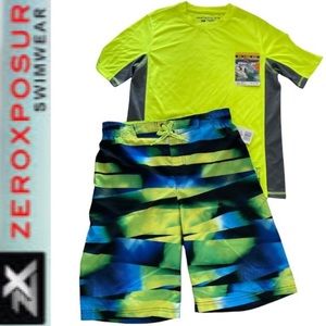 Swim Trunks Sun Protection Set Shirt Swim Shorts Surf Top 2 pc set Boys XL 18-20